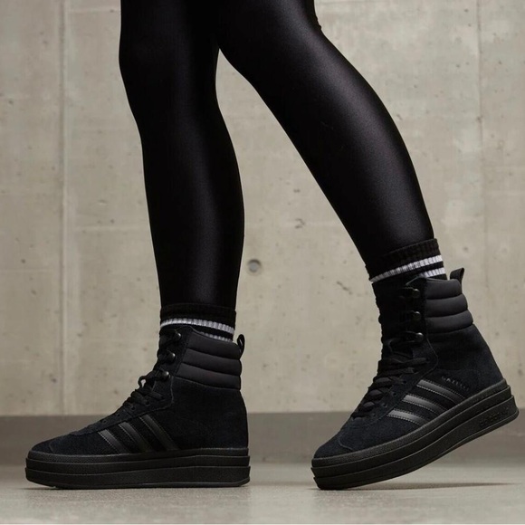 Adidas Gazelle High Boots Triple Black Women’s Athletic Sneakers ID6983 - NWT - Picture 2 of 14